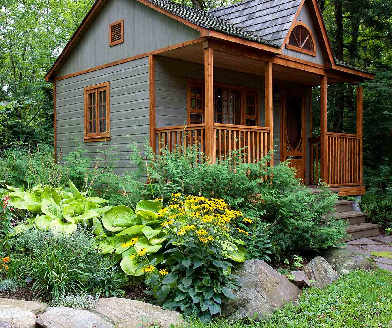 Exterior view of an accessory dwelling unit (ADU) showcasing a detached structure with modern architecture and landscaping.