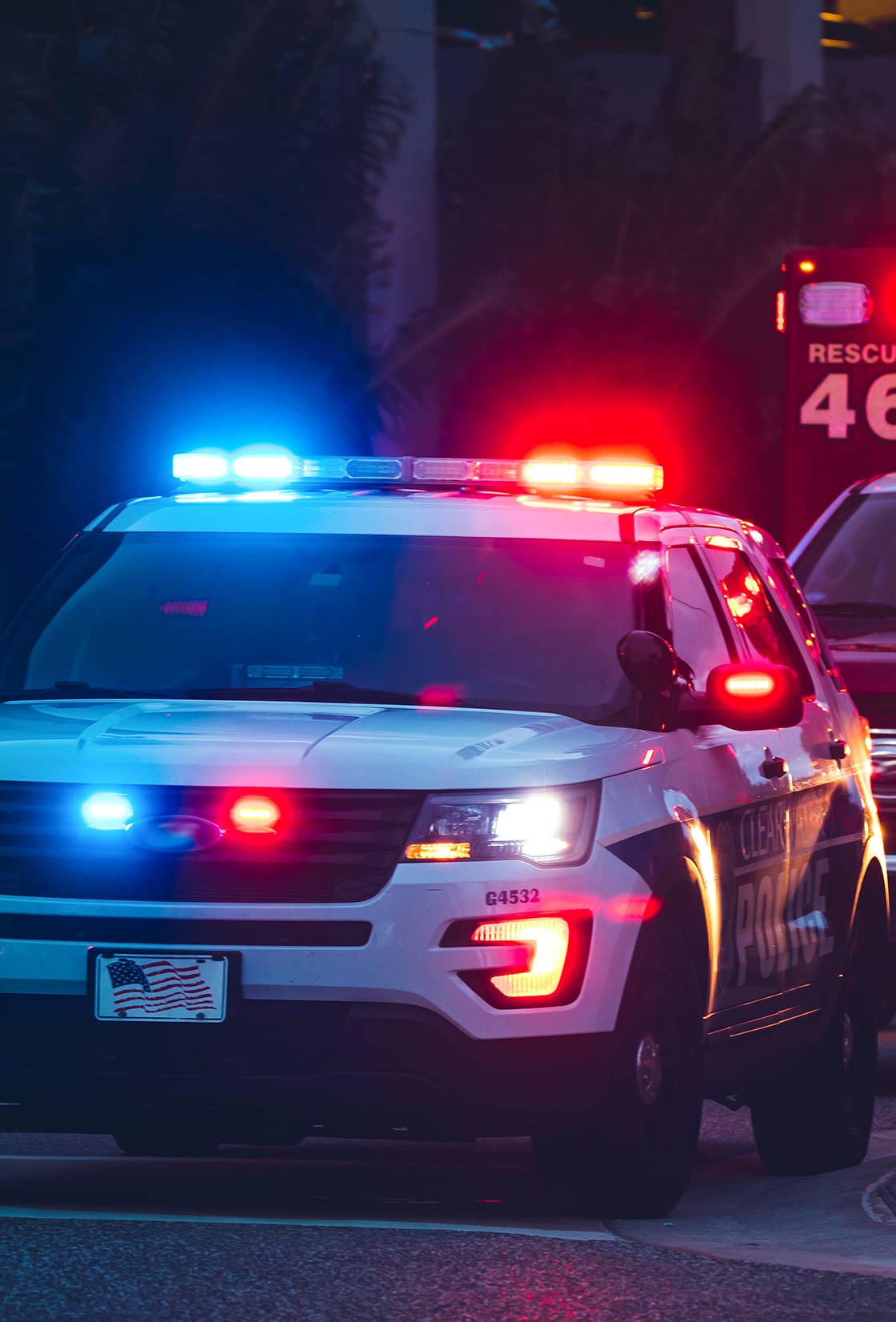 First responders take action to emergency call.