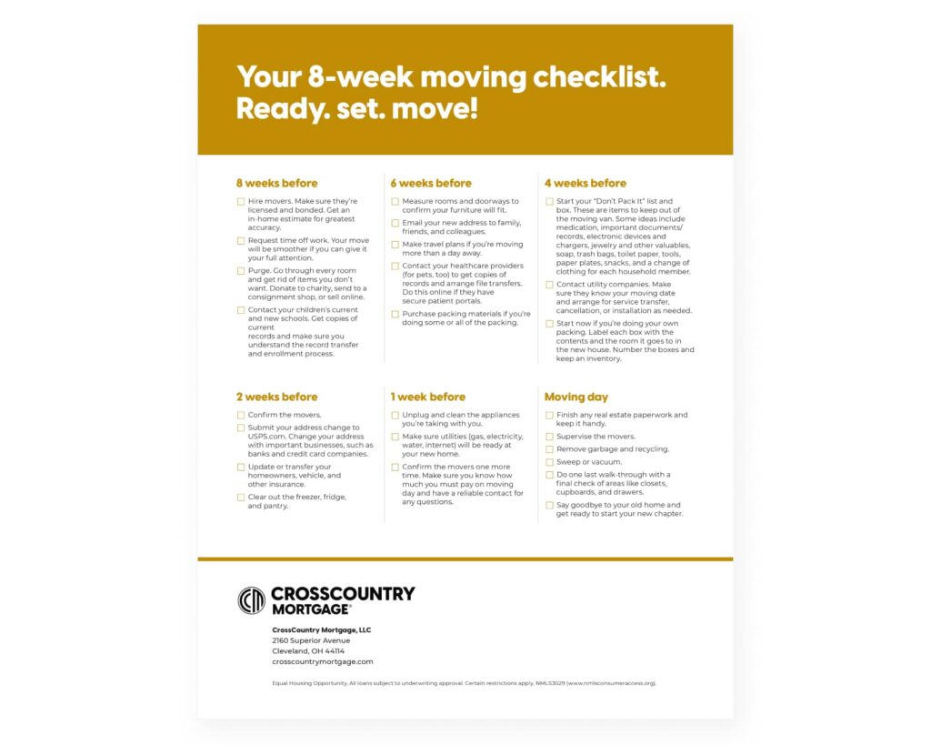 Home moving checklist
