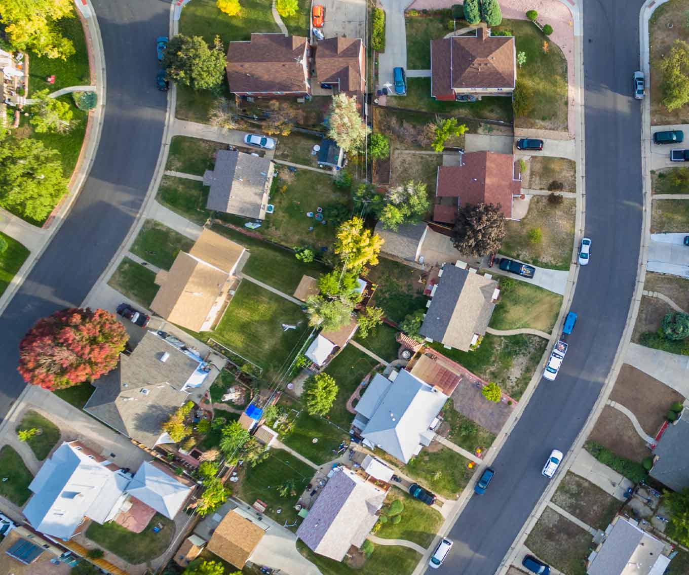 A neighborhood with houses