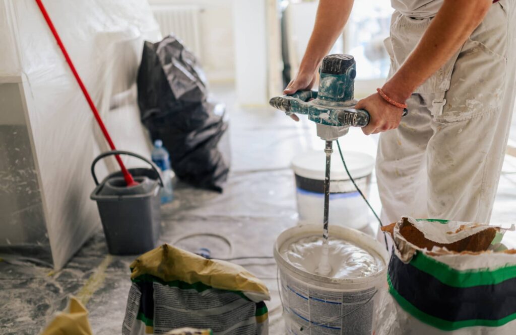 Contractor in the middle of renovating fixer-upper home.