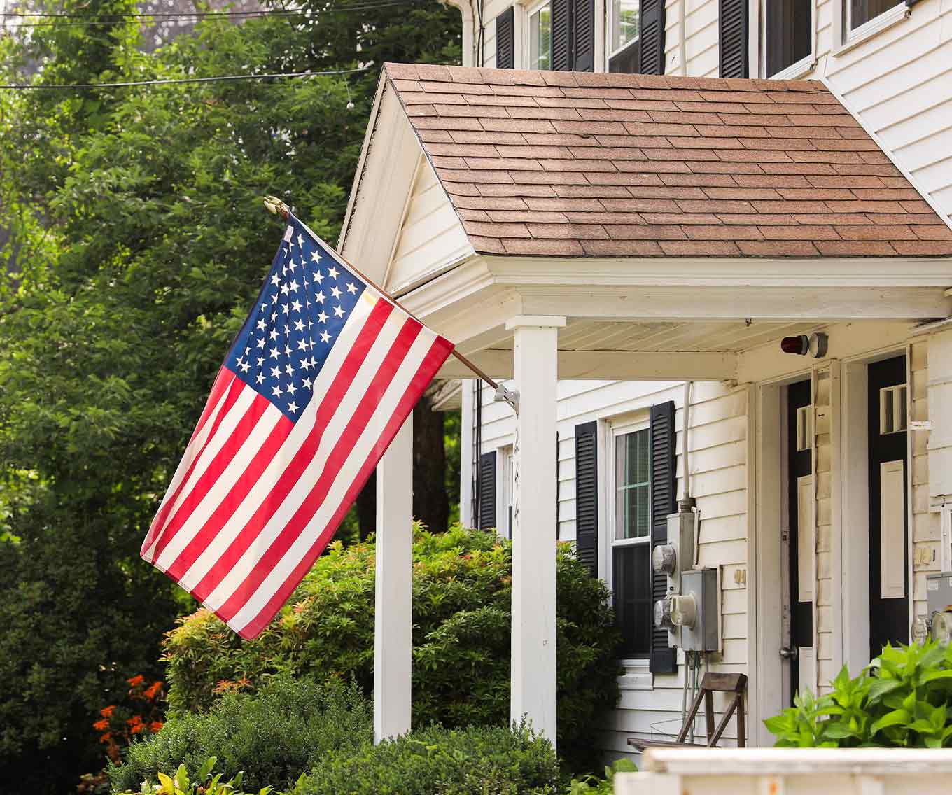 Home purchased using a VA Loan displays the American flag.